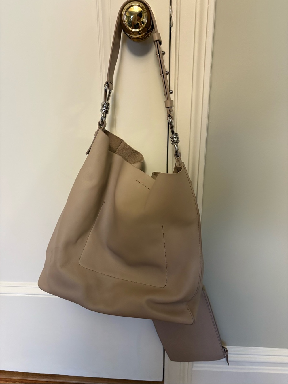 All Saints Taupe Leather Shoulder Bag